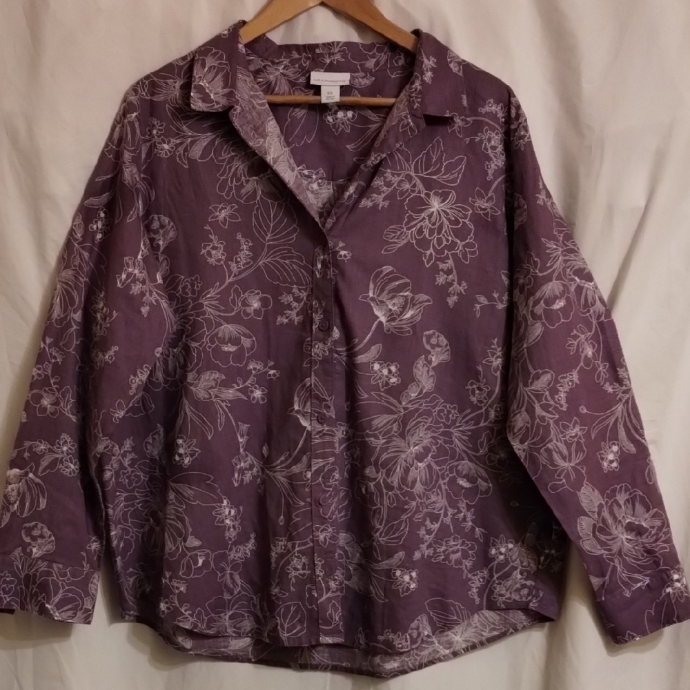Floral Purple Button-Up Shirt